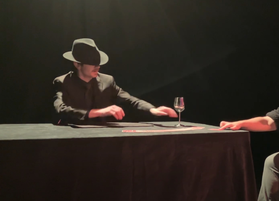 A Picture of Chris Wonder Interacting with an Audience Member